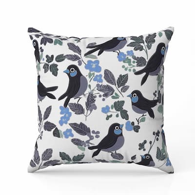 Sweet Tweets Faux Suede Reversible Throw Pillow Gray and Green