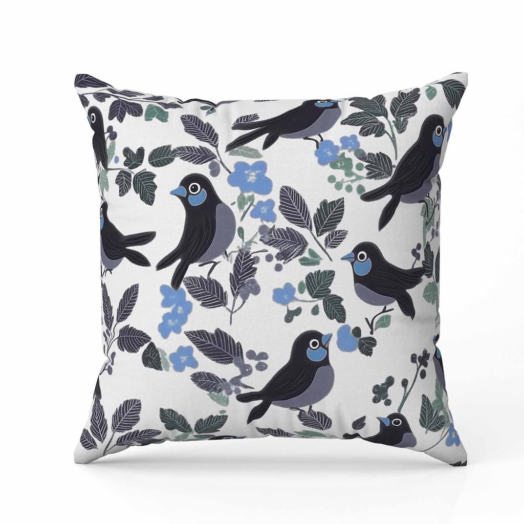 Sweet Tweets Faux Suede Reversible Throw Pillow Gray and Green