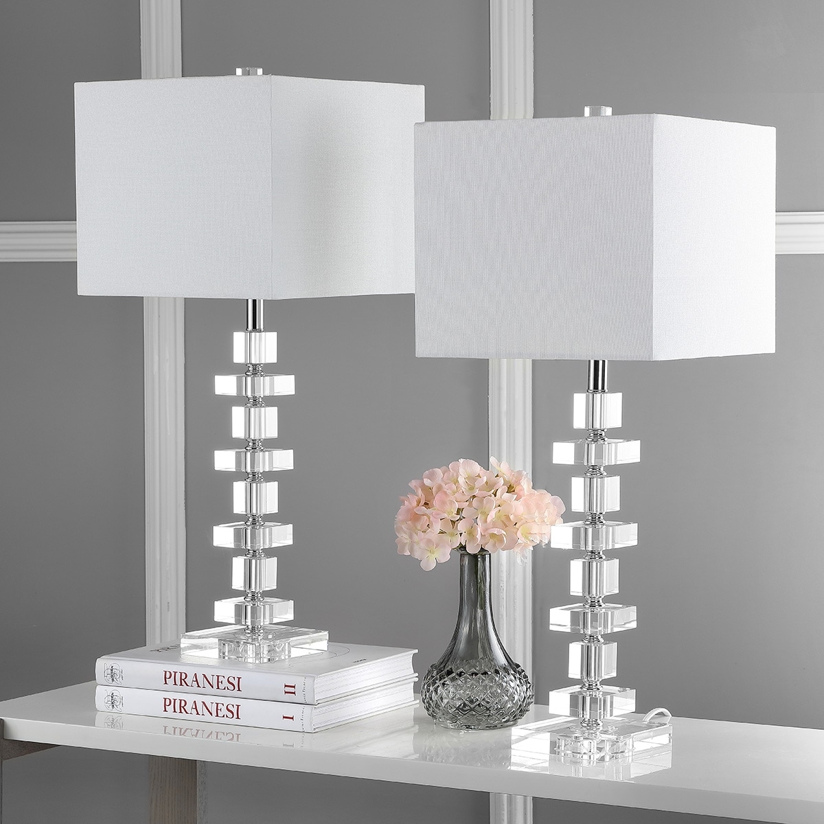 SAFAVIEH Lighting Carri 28 Inch Crystal Deco Crystal Table Lamp (Set of 2) - 12"W x 12"D x 29"H