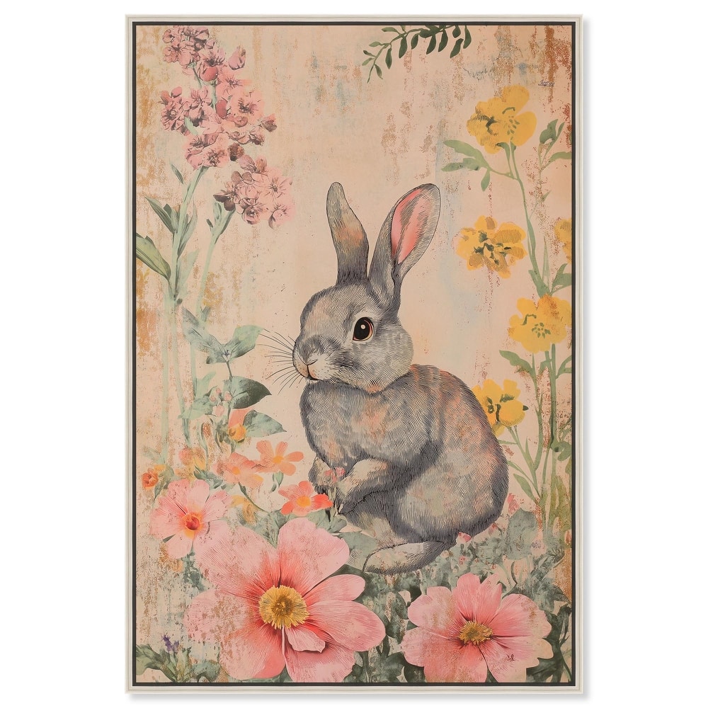 Floral Bunny Canvas by Art Remedy