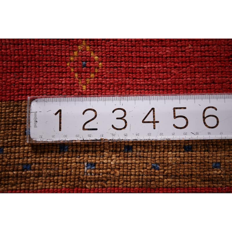 Striped Pink Gabbeh Indian Area Rug Hand-Knotted Wool Carpet - 5'4"x 7'9"