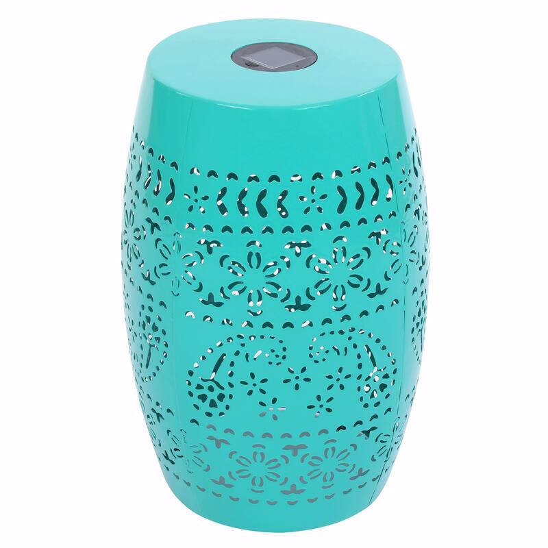Solar-Powered Side Table with Light - Modern Iron Design, Garden & Patio Accent