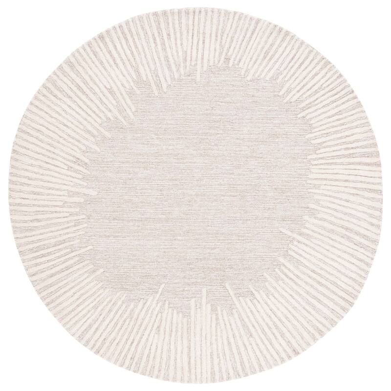 SAFAVIEH Handmade Abstract Deema Modern Wool Rug - 6' Round - Natural/Ivory - Round