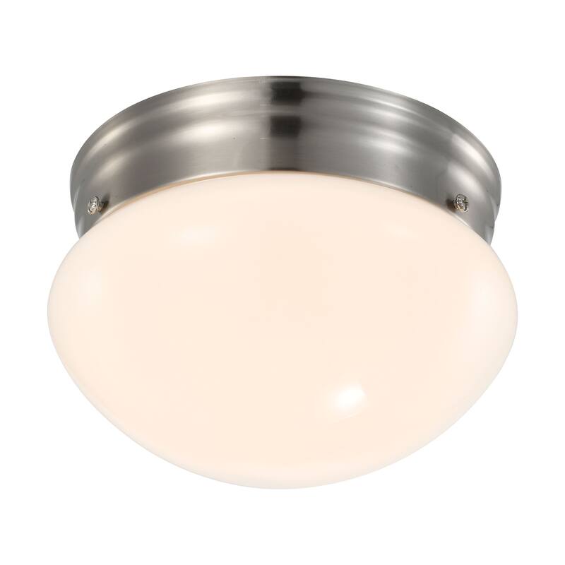 12 Watt 7 inch LED Flush Mount Fixture 3000K Dimmable Brushed Nickel Frosted Glass - Brushed Nickel