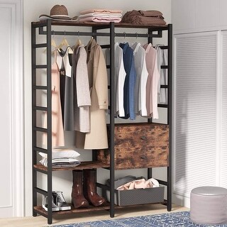 Freestanding Closet Organizer Garment Rack with 2 Drawers and Storage ...