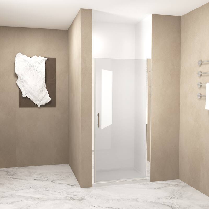 GDFStudio - Norwell Frameless Pivot Bathroom Shower Door with Tempered Glass