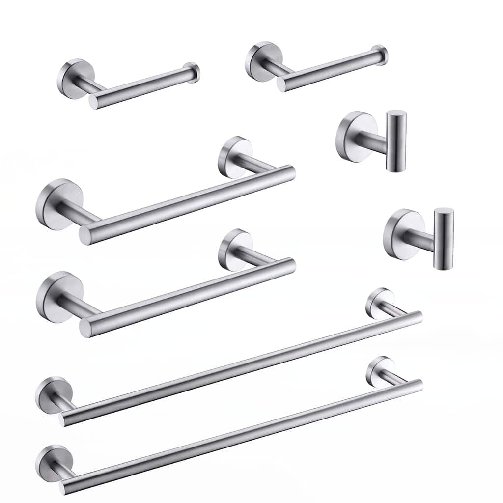 8-Pieces Brushed Nickel Bathroom Accessories Set