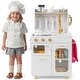 preview thumbnail 3 of 7, White Wooden Kitchen Playset with Sink, Stove, Microwave, Oven, and Accessories for Kids - 21" × 12" × 32" (L x W x H)