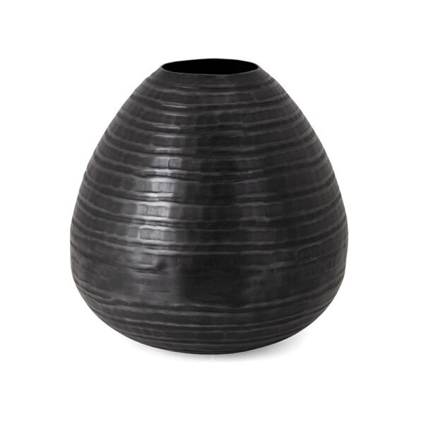 12.75" Black Textured Surface Pattern Large Vase - N/A