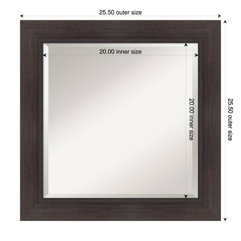 Sloped Beveled Framed Bathroom Vanity Wall Mirror - 26 x 26 in - Sloped Espresso