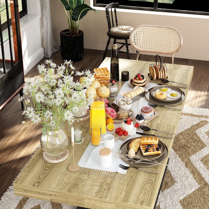 63”–78.7” Extendable Dining Table, Modern Wood Conference Table Convertible Office Desk & Meeting Table