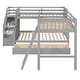 preview thumbnail 6 of 14, Gray Twin over Full Size Solid Wood L-Shaped Bunk Bed With 3 Drawers, Ladder and Staircase