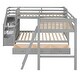 preview thumbnail 6 of 28, Twin over Full Bunk Bed With 3 Drawers, L-Shaped Bed with Ladder, Wooden Bed with Storage Staircase for Bedroom, Gray