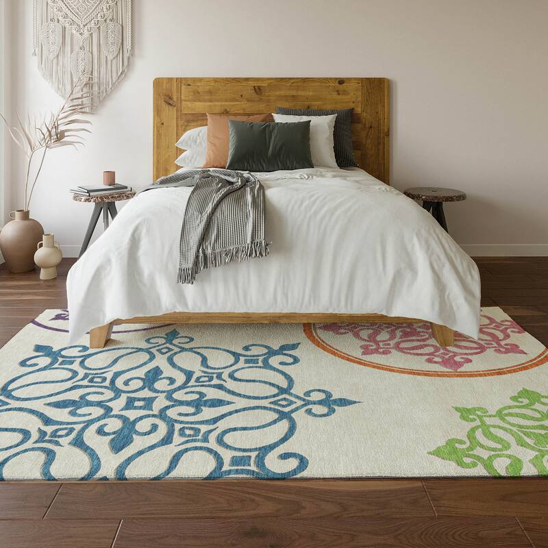 Premium Washable Super Soft Transitional Scroll Mayfield Rug