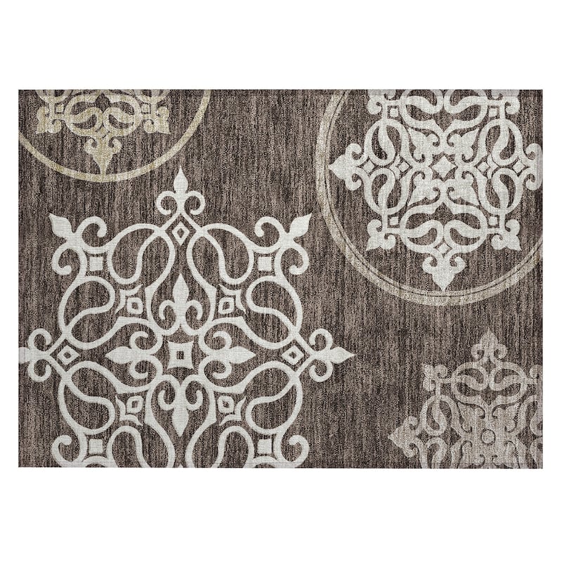 Machine Washable Indoor/ Outdoor Chantille Bold Medallion Rug