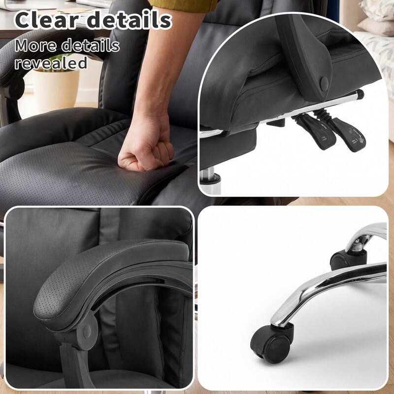 Office Adjustable Height Executive Desk Chair with Foot Rest Comfortable Computer Chair High Back Reclining Gaming Chair