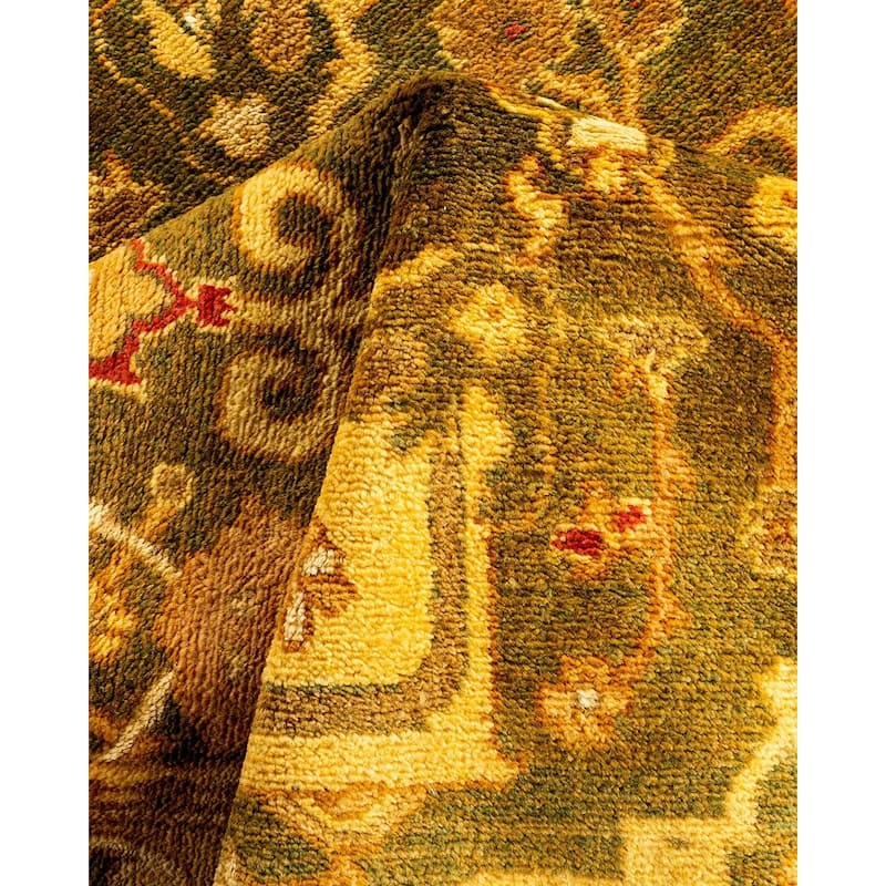 Overton Hand Knotted Wool Vintage Inspired Traditional Ottoman Gold Area Rug - 4' 1" x 6' 2"