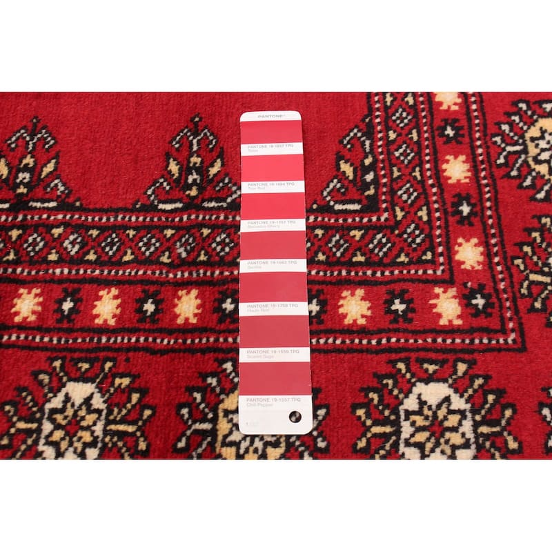 ECARPETGALLERY Hand-knotted Finest Peshawar Bokhara Dark Red Wool Rug - 7'11 x 9'11
