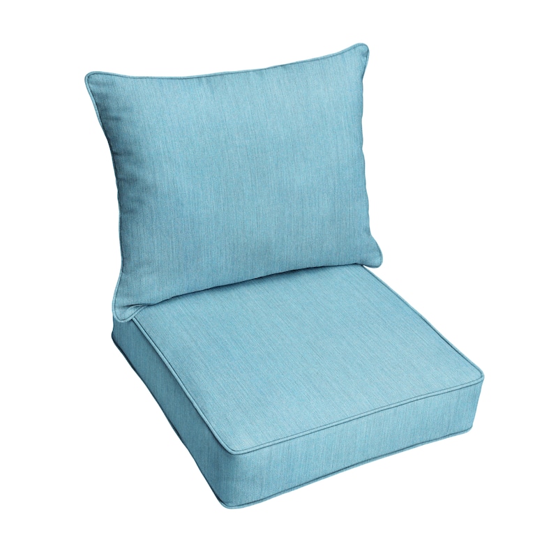Sorra Home Outdoor Corded Deep Seating Pillow and Cushion Set - 23.5 in W x 23 in D x 5 in H - Cast Horizon One