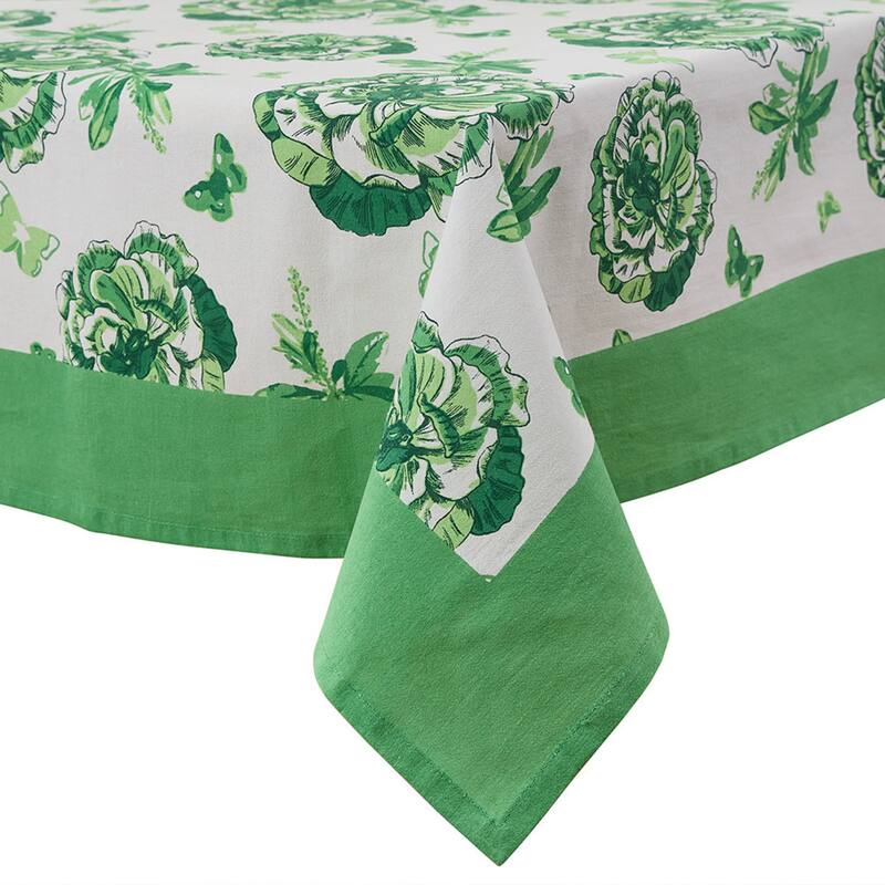 Patricia Heaton Home Green Florals And Flitters Tablecloth 54" X 54" - 54 x 54 x 0.1