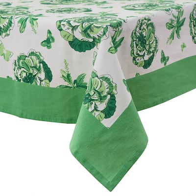 Patricia Heaton Home Green Florals And Flitters Tablecloth 54" X 54" - 54 x 54 x 0.1
