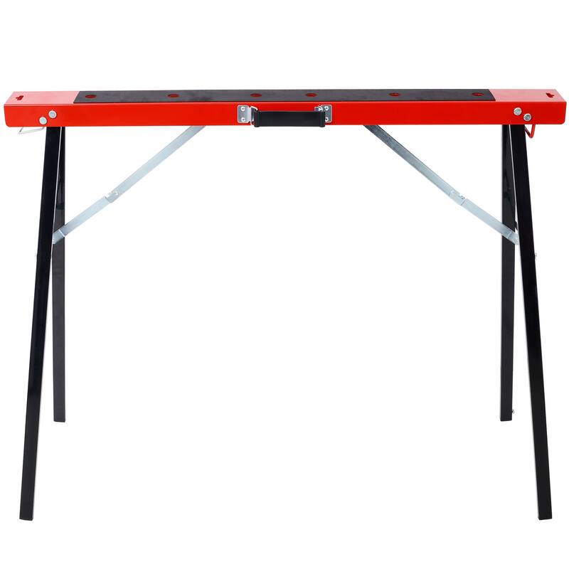 Saw Horses 2 Pack, Folding Portable Work Horse with Fast Open Legs, Convenient Handle, Heavy Duty Steel Sawhorse for Garage