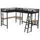 preview thumbnail 6 of 9, Black Twin Size Double Loft Bed with 2 Built-in Desks, Metal Loft Bed Frame with Safety Guardrails, Space-Saving Noise Free