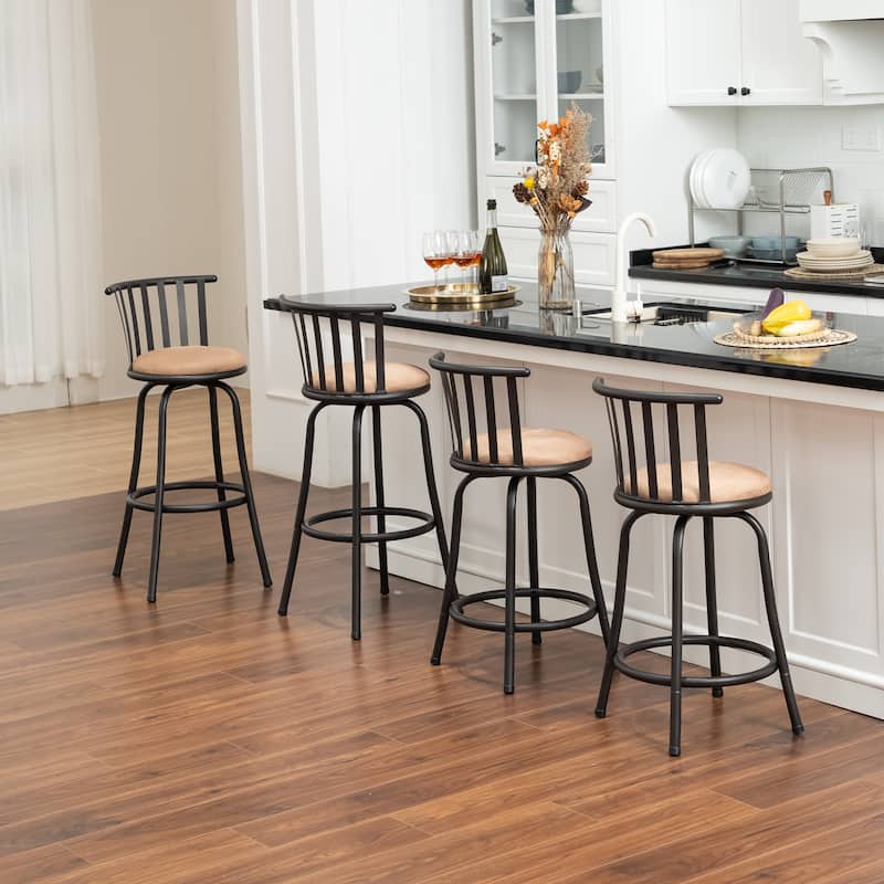 HomyLin Country Style Swivel Barstools for Kitchen Island Pub, Brown - Set of 4 - Adjustable