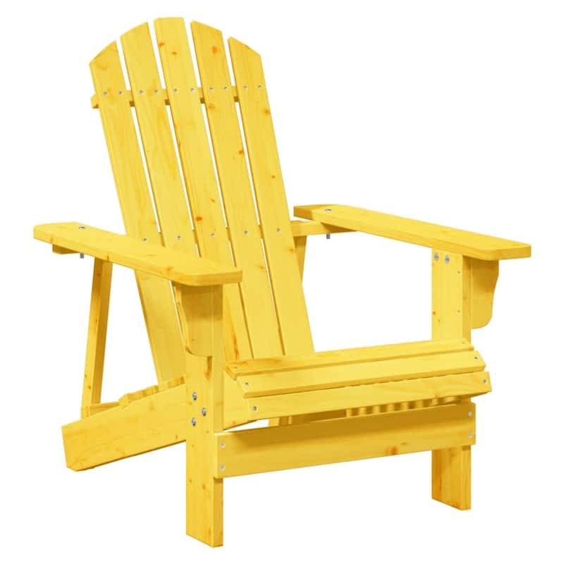 vidaXL Adirondack Chair Yellow Solid Fir Wood Medium Ergonomic - 57.3 x 27.2 x 35.6 in
