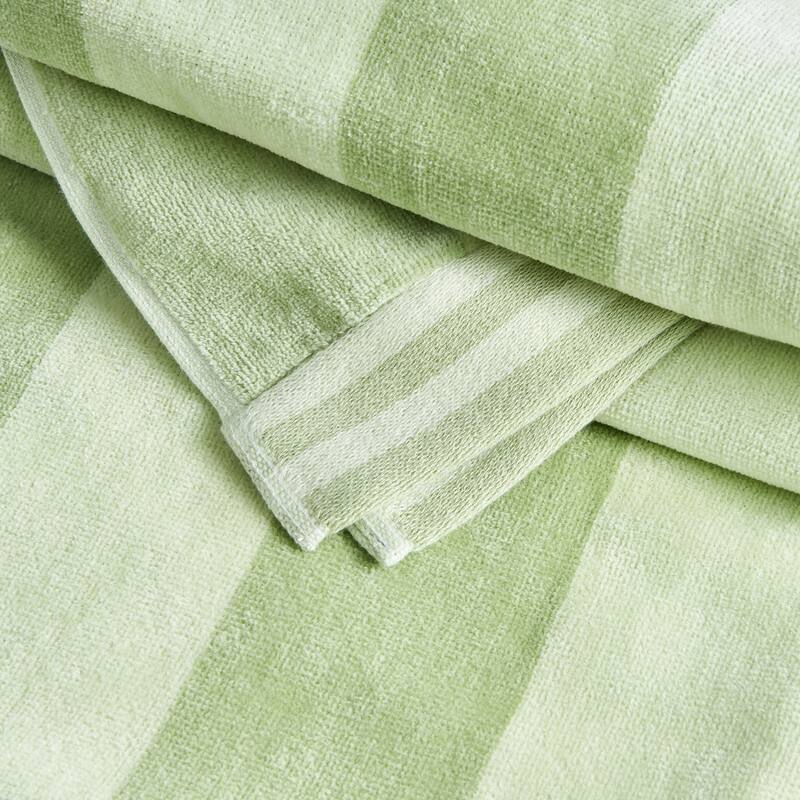 Linery & Co. 100% Cotton Velour Cabana Stripe Beach Towel
