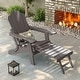 preview thumbnail 8 of 47, Bonosuki Folding Adirondack Chair with Retractable Ottoman and Cup Holder Lawn Outdoor Lounge Chair Coffee