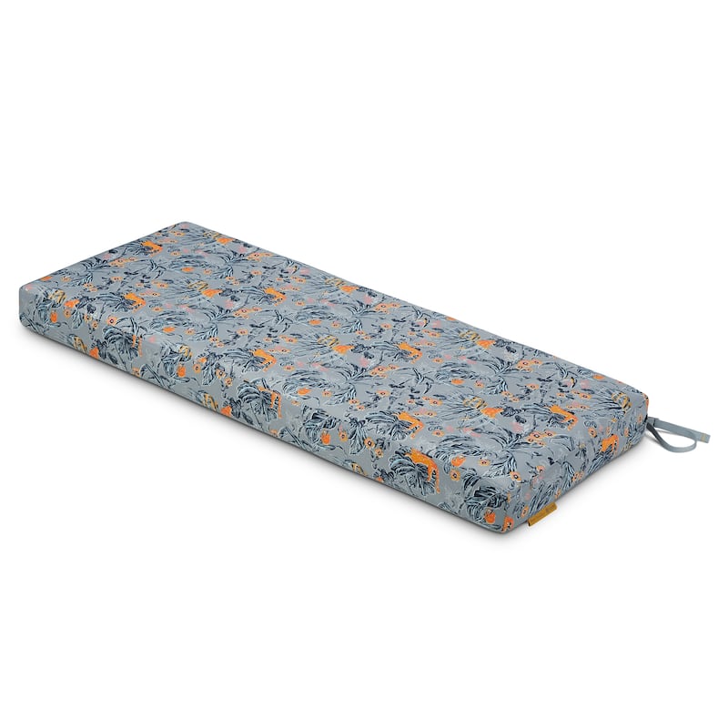 Vera Bradley by Classic Accessories Water-Resistant Patio Bench Cushion - 48"L x 18"D x 3"Thick - Rain Forest Toile Gray/Gold