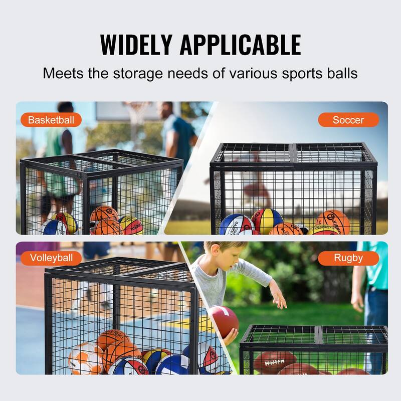 Rolling Sports Ball Storage Cart Steel Storage Rack for Garages, Playgroup, Gym and Schools