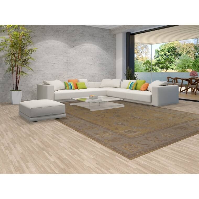 Hand Knotted Oriental 100% Wool Carpet Transitional All-Over Yellow & Gold Oushak Area Rug - 13' 6'' X 9' 10''