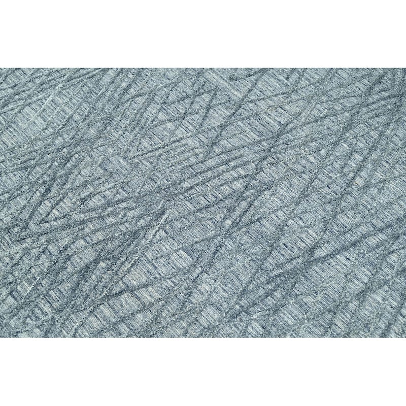 Hand Knotted Textured Blue,Gray Tibetan Wool Modern Oriental Area Rug - 4' 1'' x 6' 1''