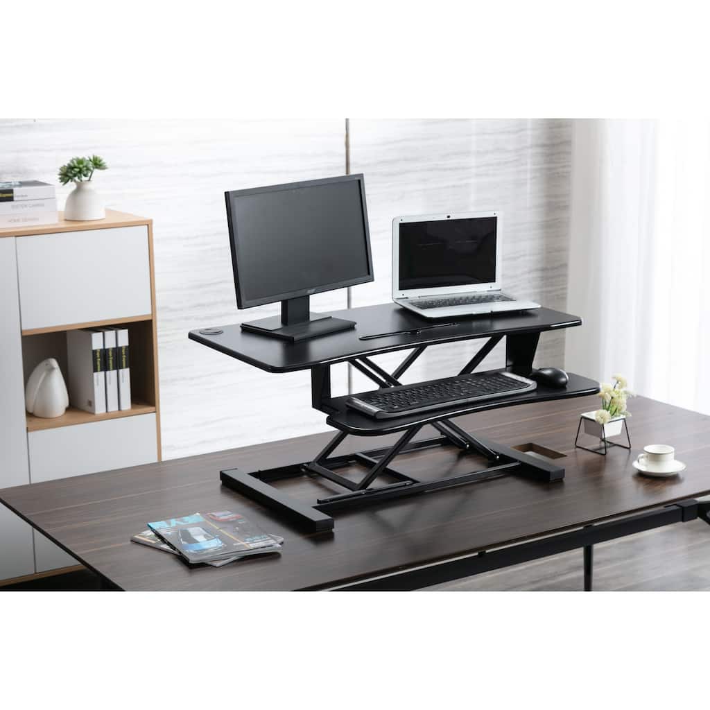 36''Adjustable Height Standing Desk Converter Wide Dual Monitor Workstation