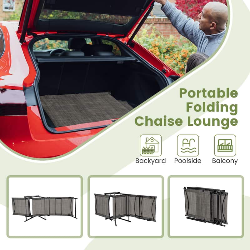 Costway 2 Piece Patio Folding Chaise Lounge Chairs with 6-Level - See Details
