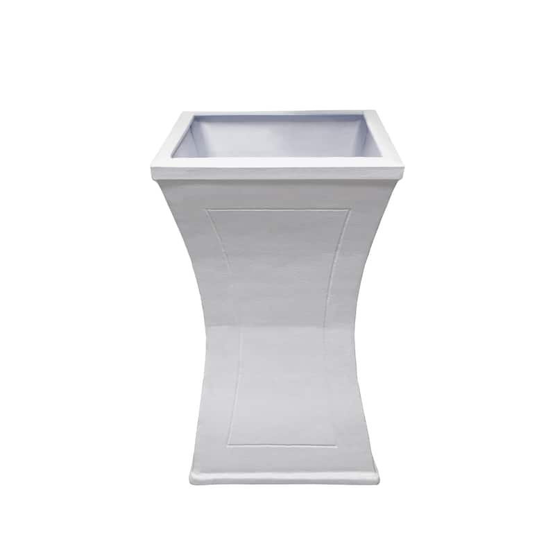 Modern Square Cast Aluminum Metal 40-in Bird Bath and Planter Vase Combo