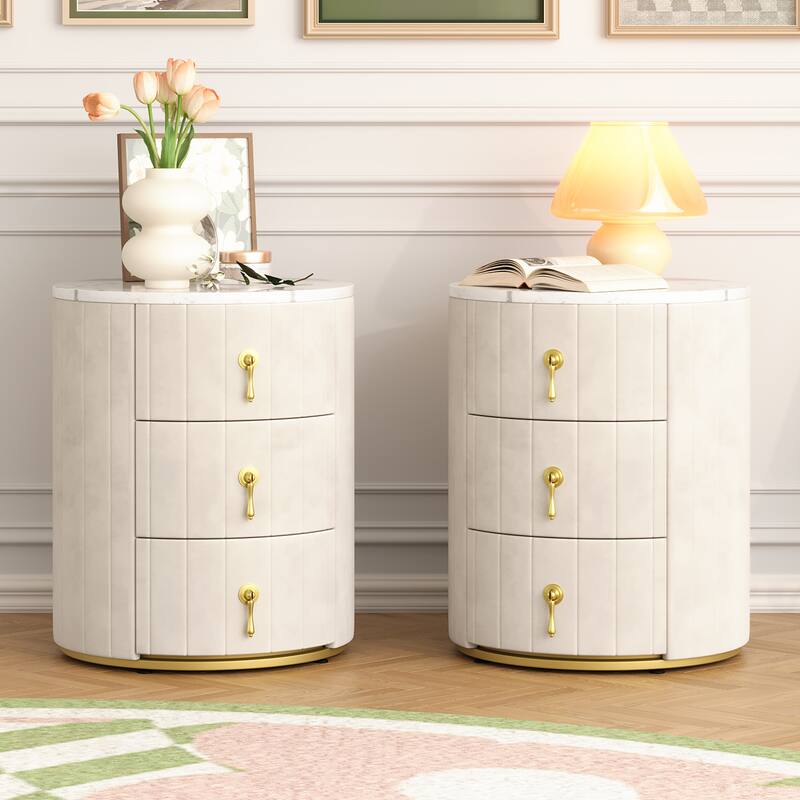 Set of 2 Side Table Nightstand Bedside Table, Storage Cabinet Accent Cabinet File Cabinet Lamp Table