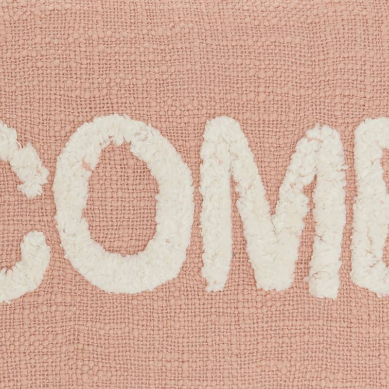 Mina Victory Life Styles Textured Words Welcome Throw Pillow 12"X21"