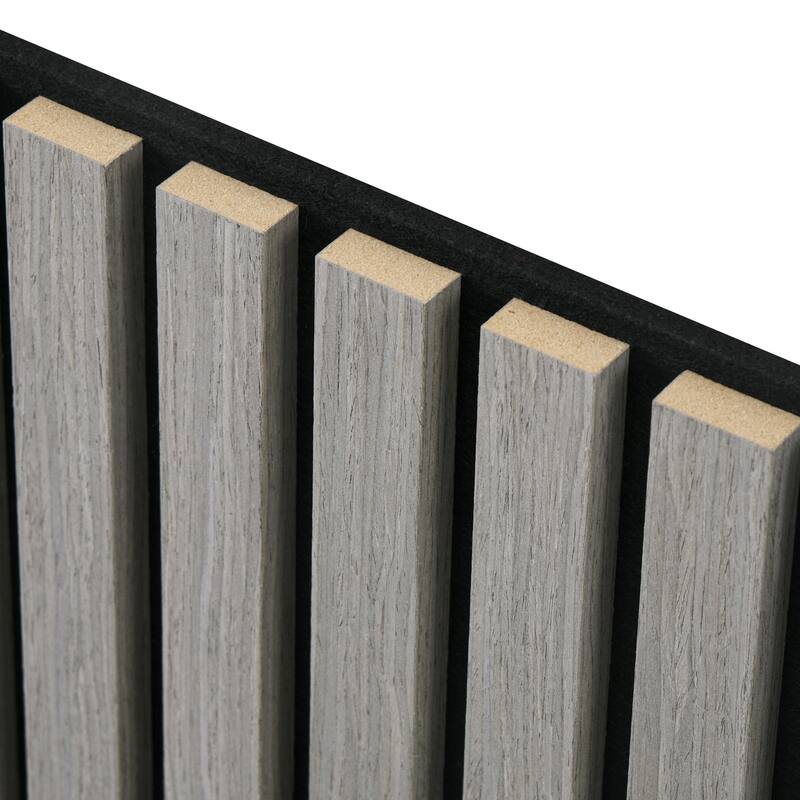 HOMCOM 4 Pack 3D Faux Wood Wall Panels, 24" x 24" Sound Absorbing Acoustic Panels, Wood Slat Wall Panels for Interior Wall Decor