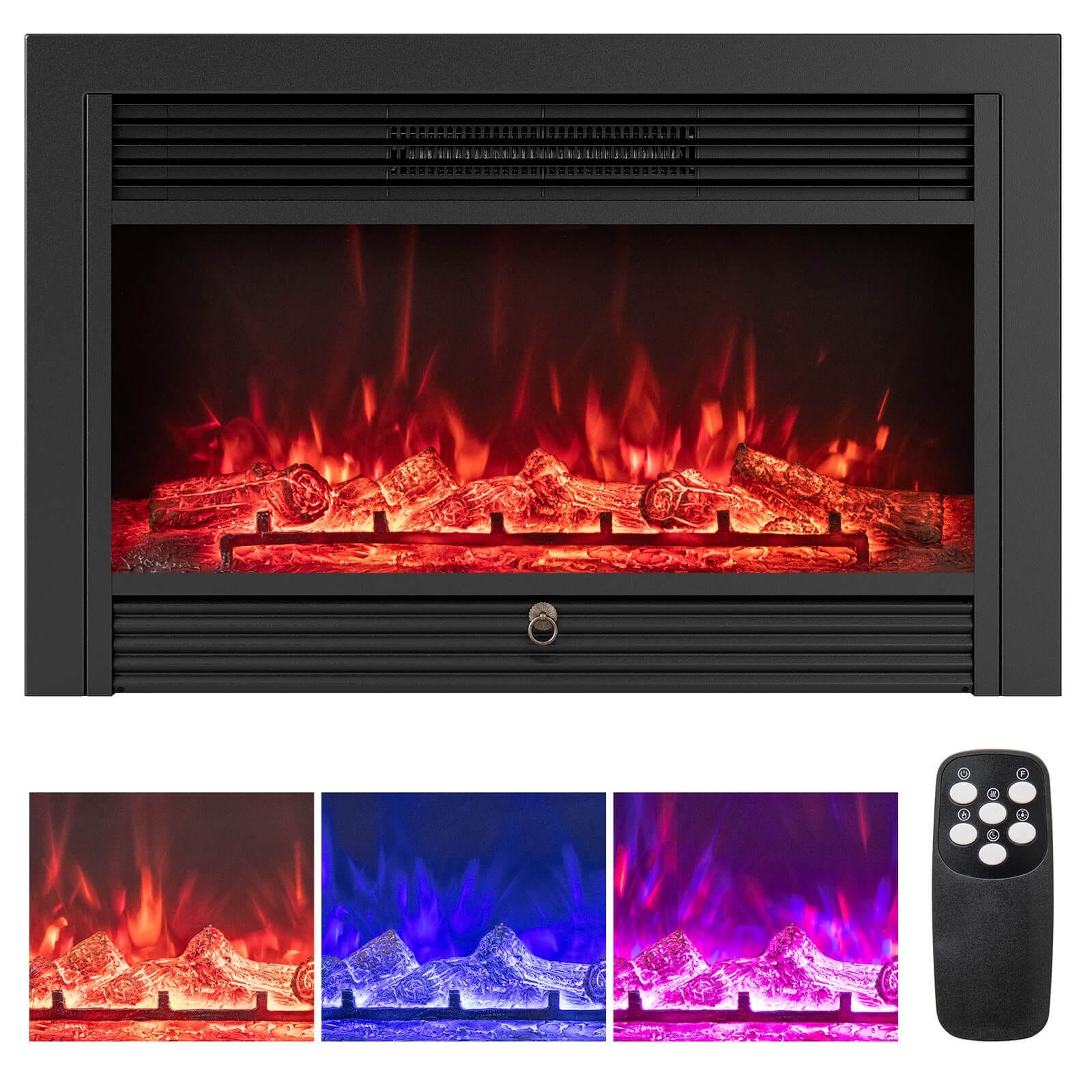 Costway 33" Electric Fireplace Insert 750W Recessed Fireplace Heater - See Details