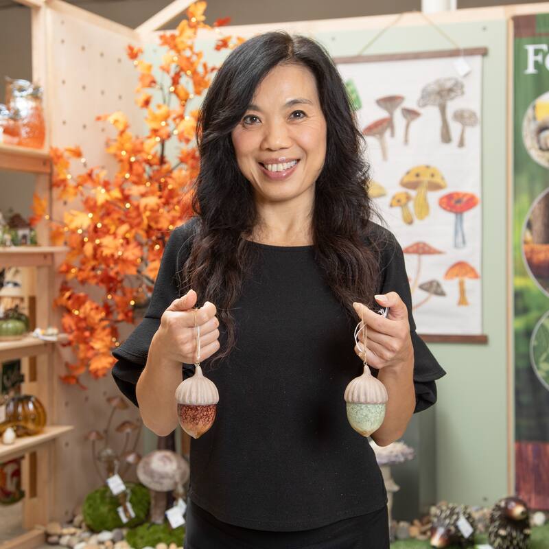 3.75" Ceramic Hanging Decor Set, Acorn