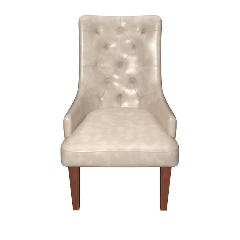 Dining Chair in Leather/Velvet Diamond-Tufted Design Side Chair in Rubberwood