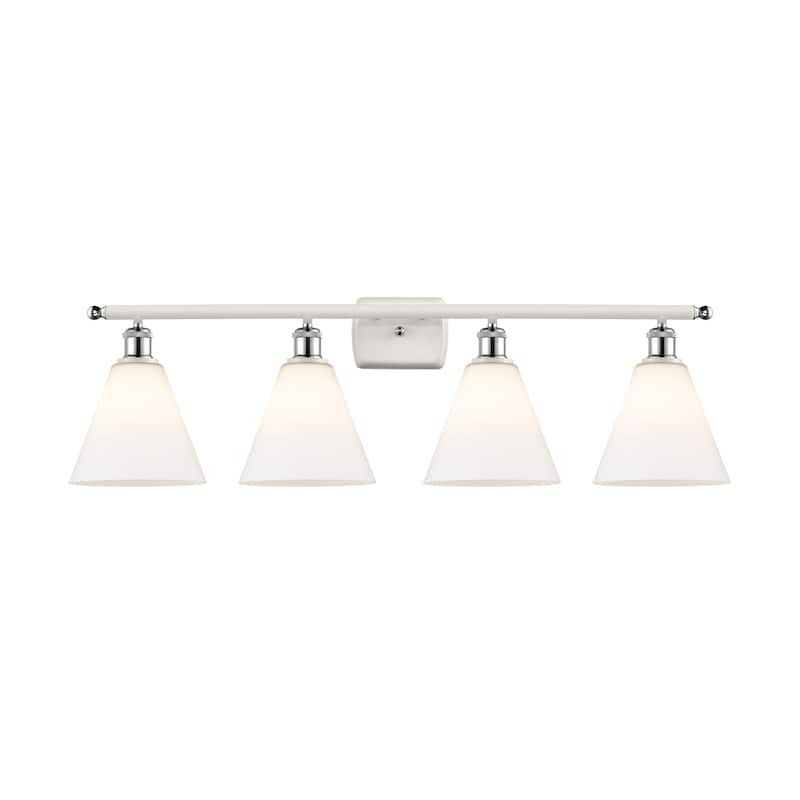 Innovations Lighting Berkshire - 4 Light 38" Bath Vanity Light - Matte White/White and Polished Chrome Finish