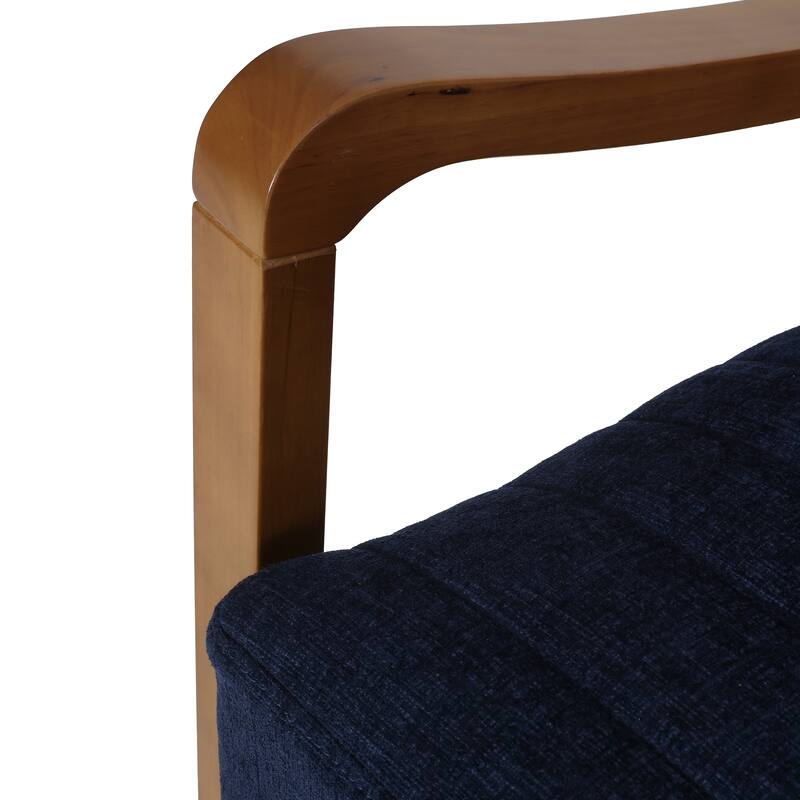 Small Wood Frame Recliner Club Chair with Retractable Footrest Living Room Lounge Armchair Upholstered Reading Chair for Bedroom