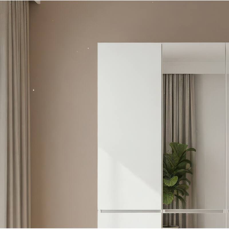 Elise Modular Wood Closet System with Mirror in White - 62.8"D x 17.72"W x 70.9"H