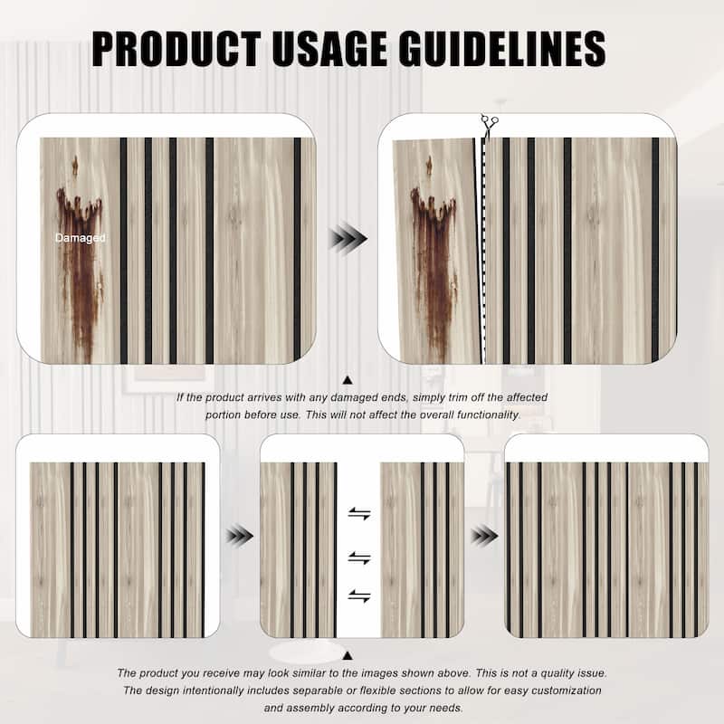 23.6" x 23.6" Wood Slat Acoustic Wall Panels for Ceiling and Wall Decor, 8-Pack (31 sq ft)