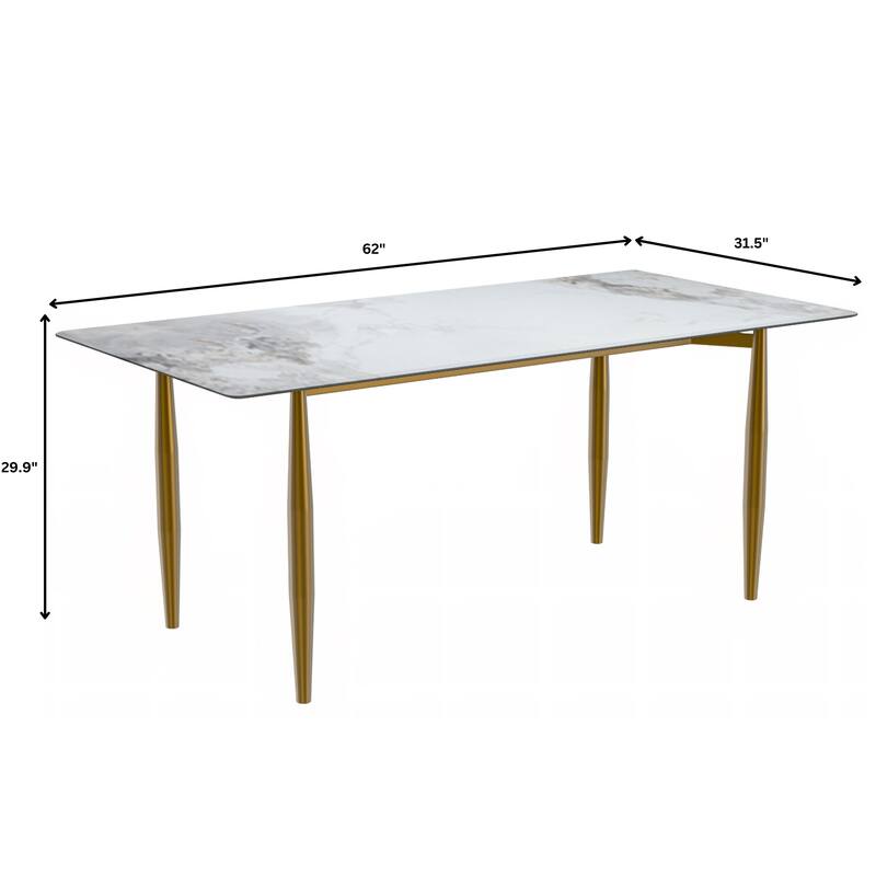 Zinti Rectangular Dining Table with Sintered Stone/Glass Top and Steel Legs