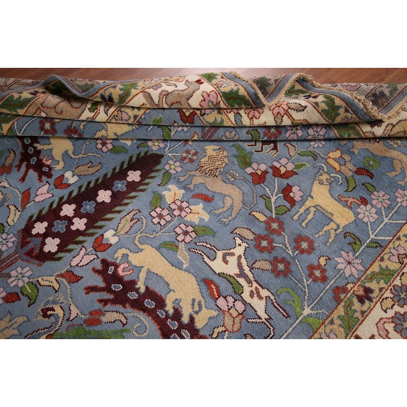 Hunting Animals Ziegler Large Indian Rug Handmade Wool Carpet - 9'10"x 13'10"
